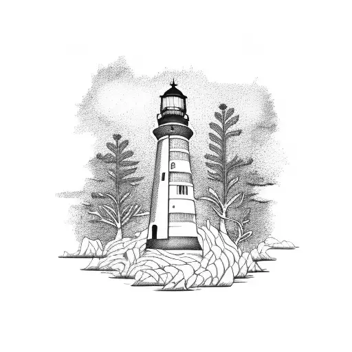 Lighthouse Growing Out Of Tree Trunk