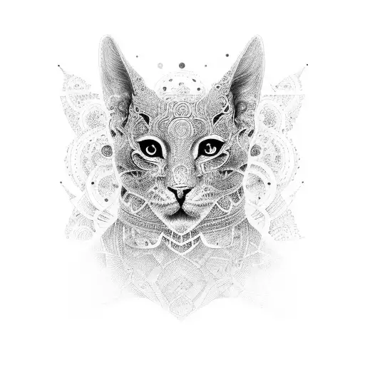 A Detailed Portrait Of Ogum With Intricate Dotwork Patterns