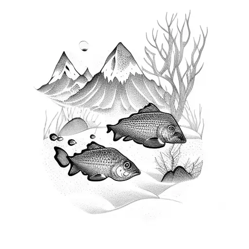 Fish With Mountains And Wildlife Inside Of It