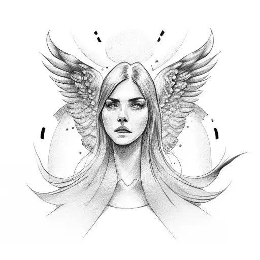 Side Profile Of A Women With Angel Wings