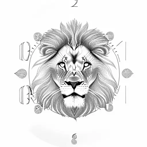 An Intricate Lion Design With Clock Hands As Its Whiskers