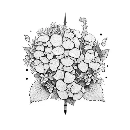 Sleeve With Hydrangeas And Sword