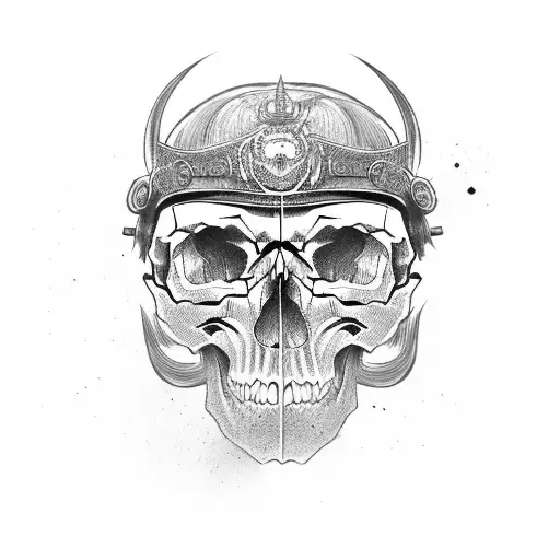 Skull With Samurai Helmet