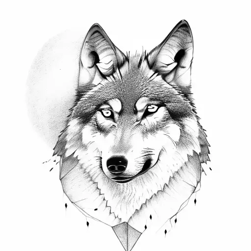 Wolf With She-wolf And Her Young