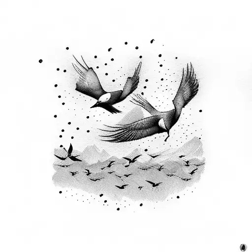 Birds Flying Around A Date