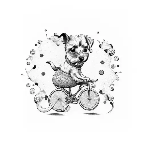 Dog Riding A Bicycle Jumping Over Fire