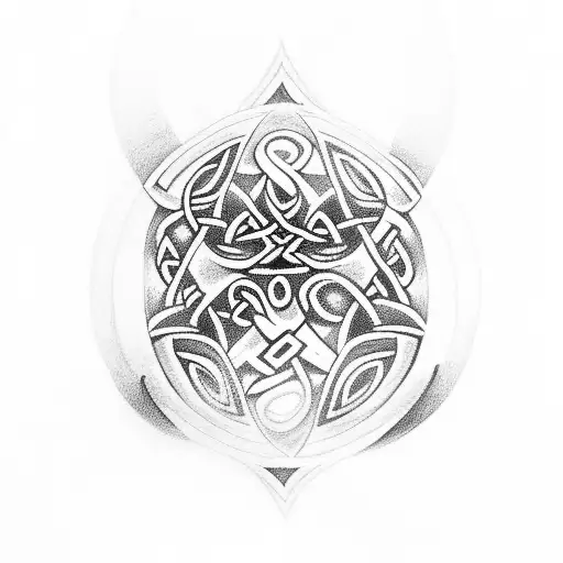 Hawaiian Tribal Tattoo With Celtic Runs