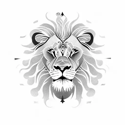 Lion's Face Composed Of Clock Hands