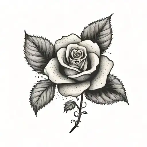 Pierced Rose Against The Background Of Clouds