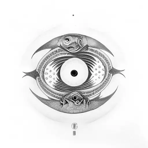 Yin And Yang As Fish The Dark Fish Is Only Bones