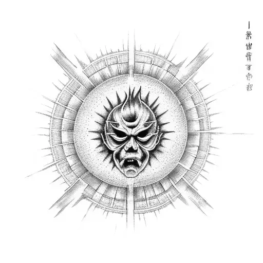 Burning Sun With Fire Patterns