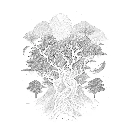 An Intricate Topographic Map Of A Forest With Hidden Animals