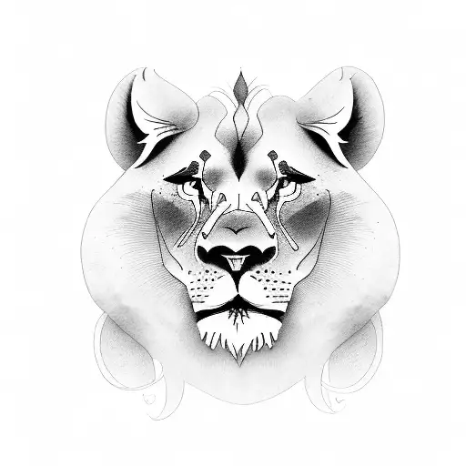 Pride Of Lions Dad Mom And Daughter