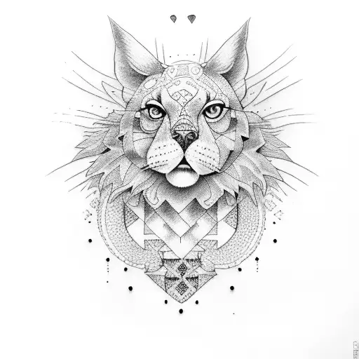 A Dotwork Illustration Of A Tattooed Animal Holding A Sketchbook