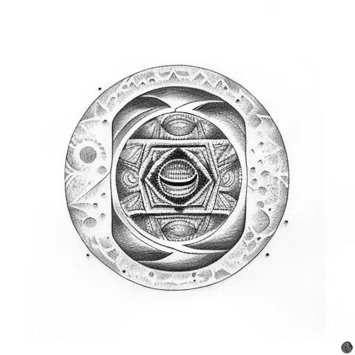 Lunar Eclipse With Aztec Temple