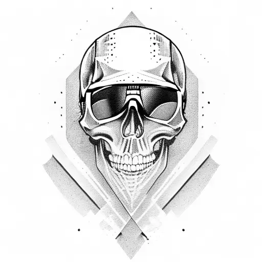 Skull With Snowboard Goggle On And Helmet