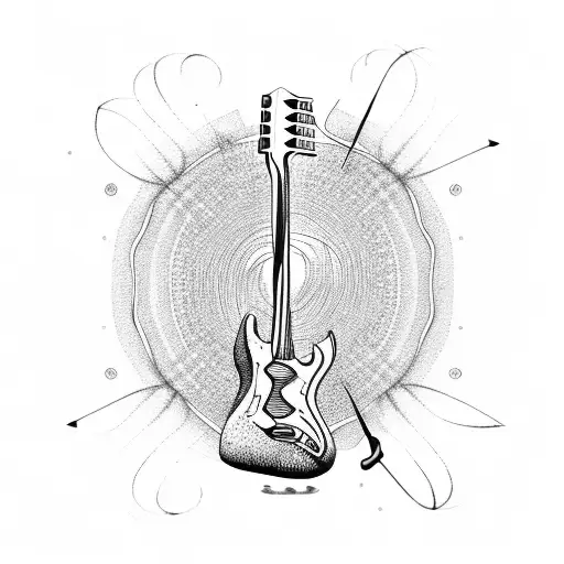 A Tattoo Of A Guitar And A Whisk Intertwined