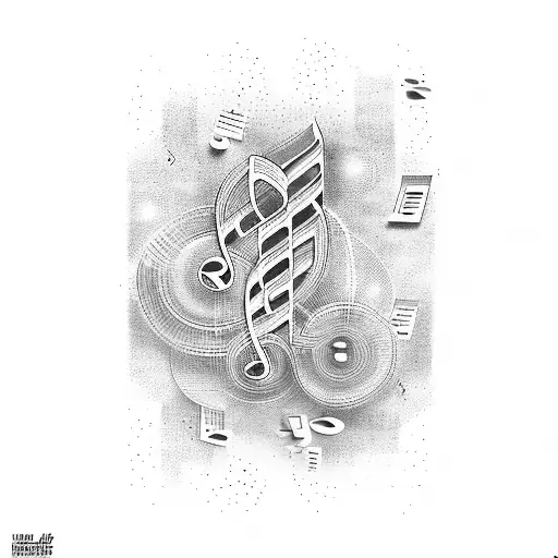 Music Notes Intertwined With Binary Code