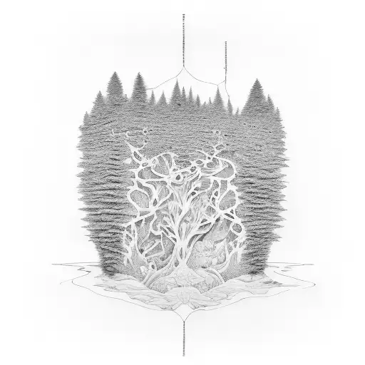 An Intricate Topographic Map Of A Forest With Hidden Animals