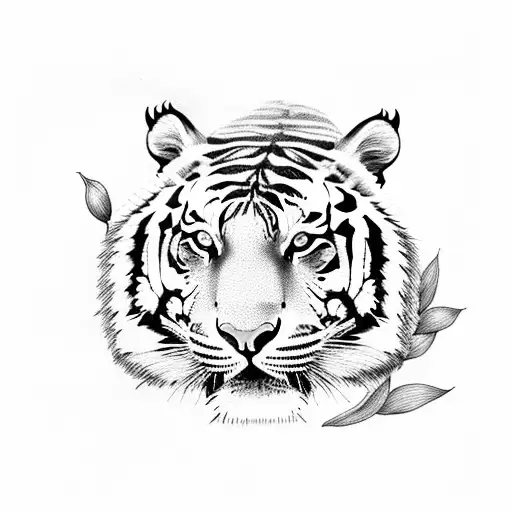 Attacking Tiger Surrounded With Magnolias