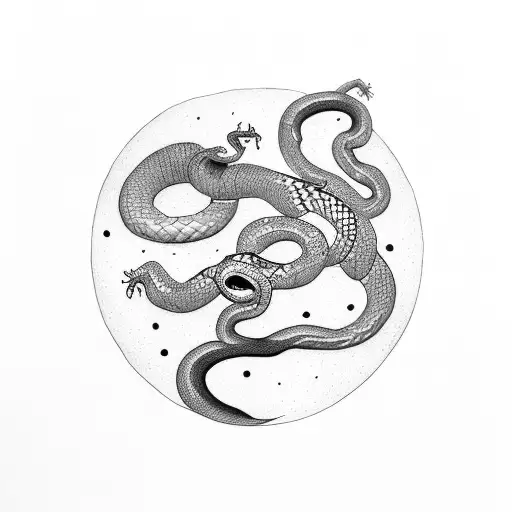 Mountain With An Uroboros Snake In The Middle