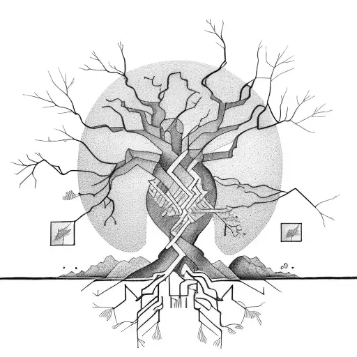 An Electrical Circuit Intertwined With Tree Branches And Leaves