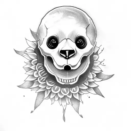 Panda Half Skull Sunflower Skateboard