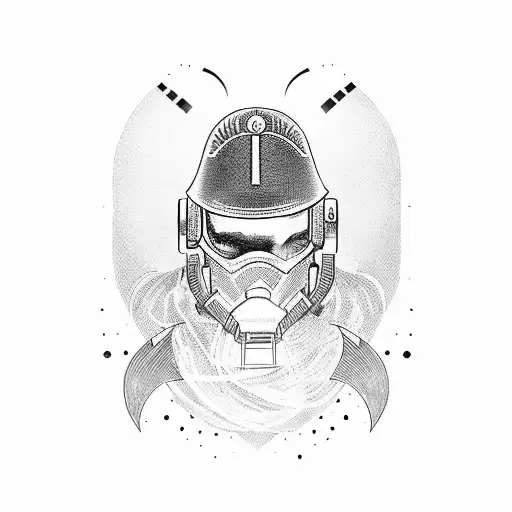 A Female Soldier With A Halo And A Machine Gun