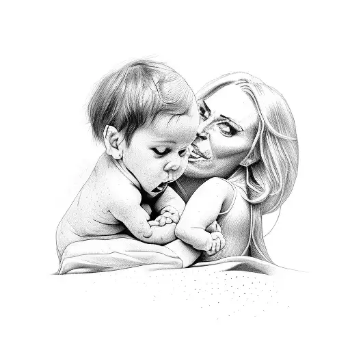 Mom With Baby Boy And Daughter