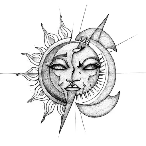 A Sun And Moon Design Forming A Dancer's Silhouette