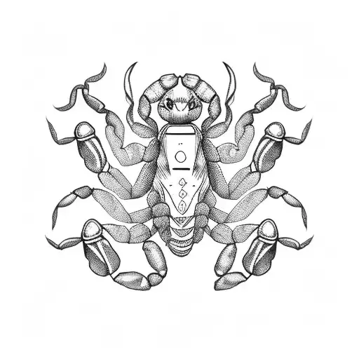 Monochrome Minimalistic Scorpion Made Out Of 69