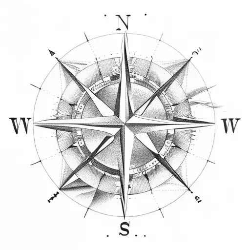 Compass With Mountains On The West And Nyc On The East