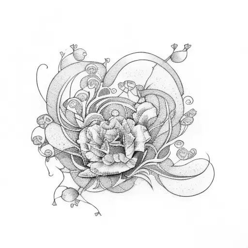 Linework Art Nouveau Floral Motif