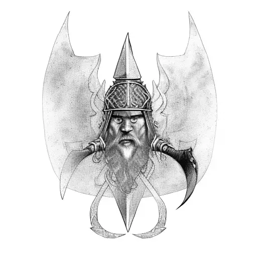 Viking Axes And Raven