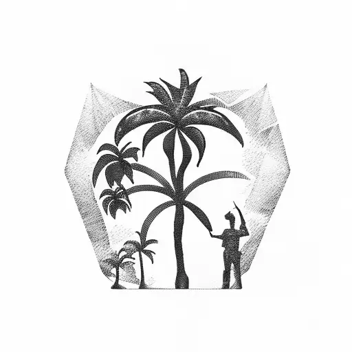 Silhouette Of A Man Sitting Under A Palm Tree