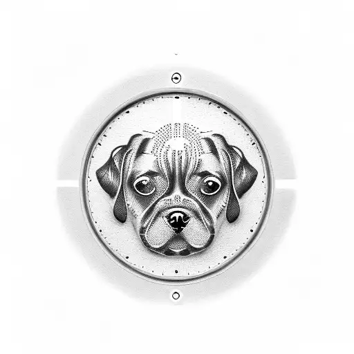 A Sketch Of A Watch With A Dog Silhouette On The Dial
