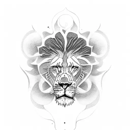 Tree Of Life And A Lion Next To It