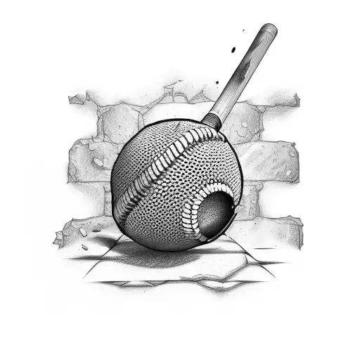 Cartoon Bomb With Baseball Bat Breaking Down A Brick Wall