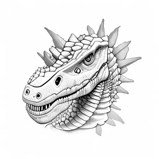 Dinosaur Surrounded With Prairie Smoke Plants