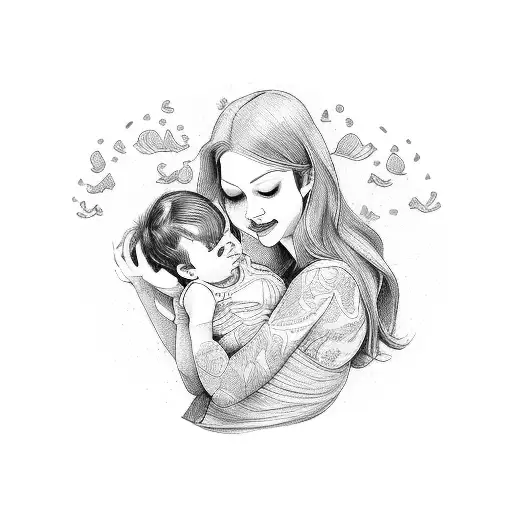 Mom With Baby Boy And Daughter