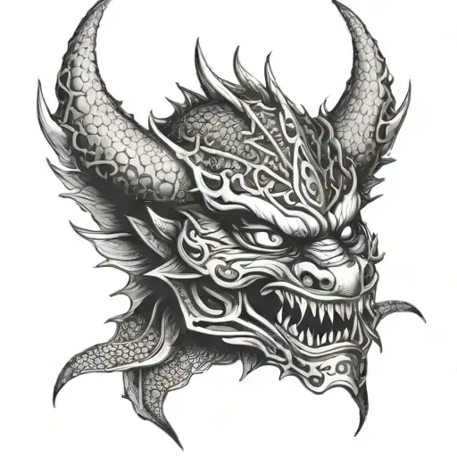 Katana Dragon Mask Oni Demon Mask