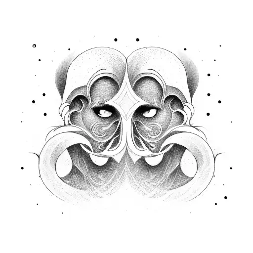 Gemini Sign Formed Into Good & Evil Face