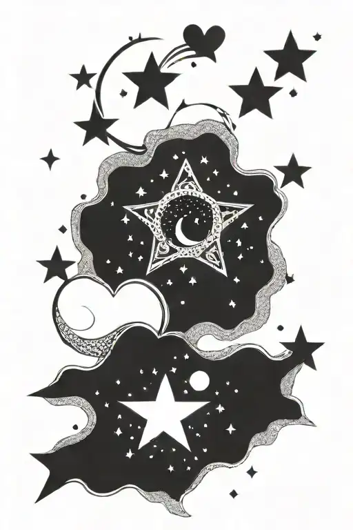 Stars Moon Heart Intertwined