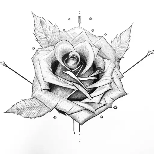 Rose That Is Wrapped Around An Arrow