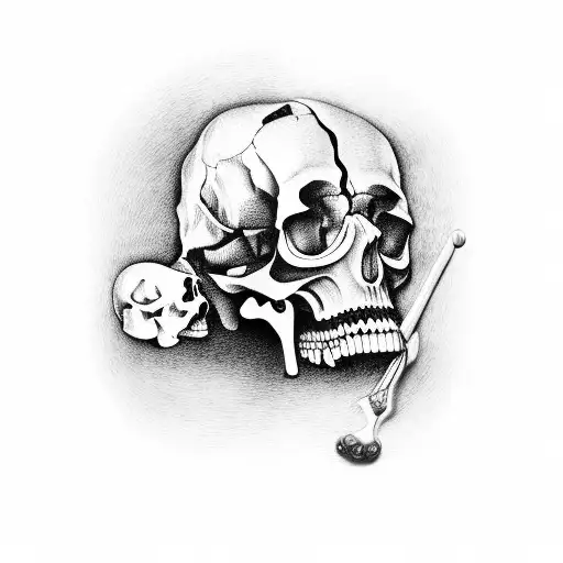 Grim Reaper Holding Marcus Aurelius Broken Face Up To Its Skull