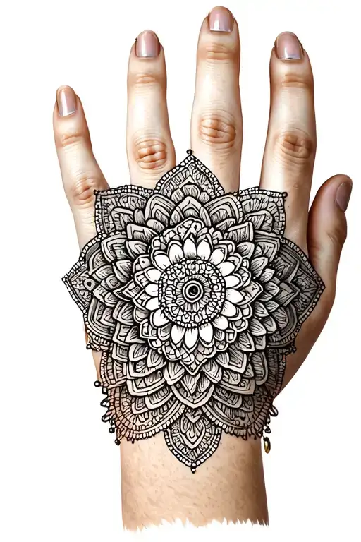Mandala Bracelet Op Hand En Ring Finger