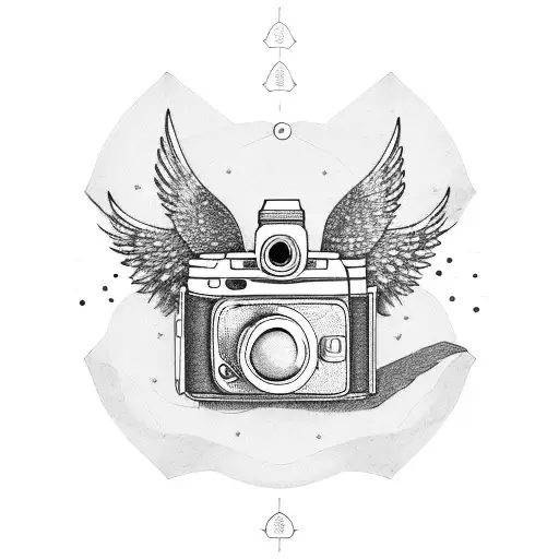 A Camera Lens Surrounded By A Wreath Of Camping Gear And A Soaring Eagle In The Background