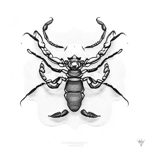 Monochrome Minimalistic Scorpion Made Aut Of Number 69
