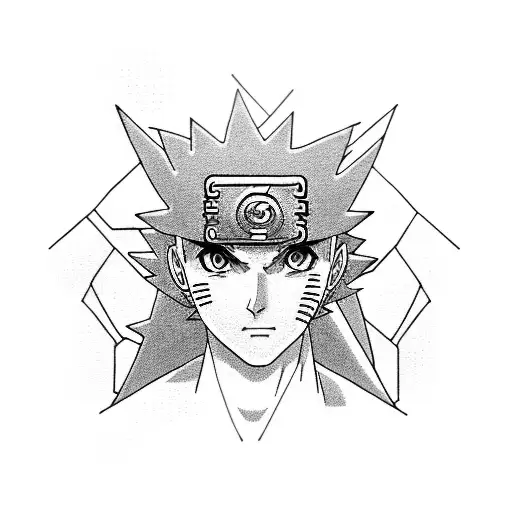 A Dotwork Tattoo Of A Technology-themed Sleeve With Subtle Naruto References