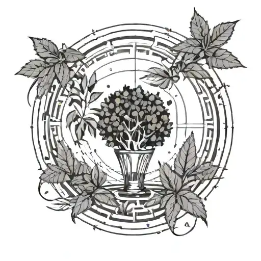 A Basketball Court With A Weed Plant Growing In The Center Circle